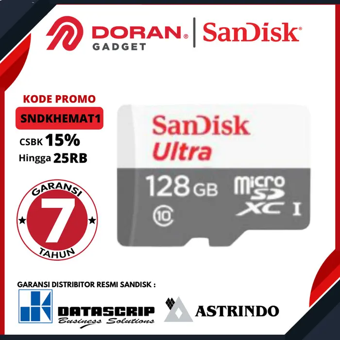 Micro SD 128GB Sandisk Ultra 100Mb/s MicroSDXC UHS-I - Garansi Resmi