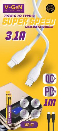 Gambar VGEN V-GeN VGC-07 / VGC-08 Kabel Data Type C to Type C QC 4.0 60W 3.1A - Black, VGC-08 2 METER dari Golden Celluler Kota Administrasi Jakarta Pusat 4 Tokopedia