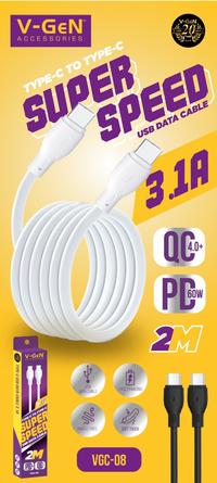 Gambar VGEN V-GeN VGC-07 / VGC-08 Kabel Data Type C to Type C QC 4.0 60W 3.1A - Black, VGC-08 2 METER dari Golden Celluler Kota Administrasi Jakarta Pusat 2 Tokopedia