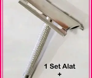 Alat Cukur Kumis Jenggot Bulu Stainless + FREE 1 Silet Refill