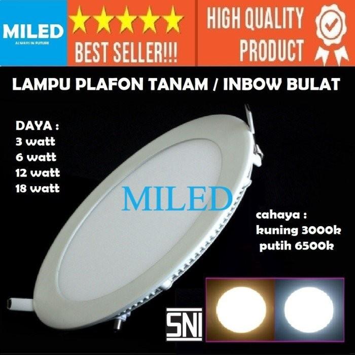 DOWNLIGHT LED BULAT RATA PLAFON 3W 6W 12W 18W CAHAYA PUTIH/KUNING- 3000K/6500K LAMPU PLAFON BULAT 0