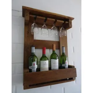 UH670 rak wine kayu minuman tempel dinding