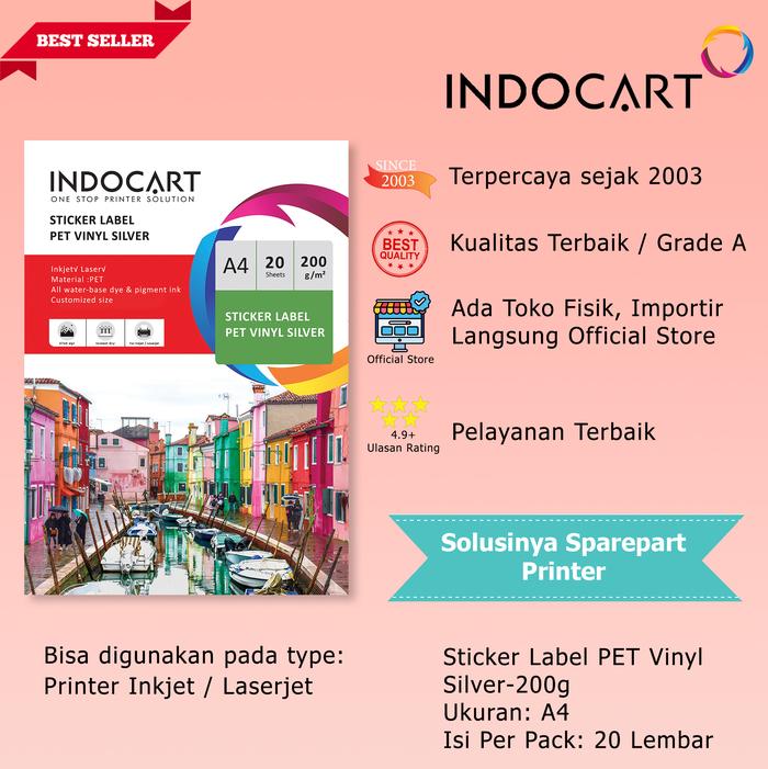 Gambar IndoCart Sticker Pet Vinyl Glossy Silver-A4-20s dari IndoCart HM2 Kota Administrasi Jakarta Pusat Tokopedia