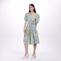 Gambar CALLA Batik HONG U-Shape Waist Midi Dress Sekouwit in Light Green - SM dari Sekouwit Kab. Bogor 1 Tokopedia