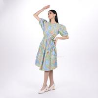 Gambar CALLA Batik HONG U-Shape Waist Midi Dress Sekouwit in Light Green - SM dari Sekouwit Kab. Bogor 4 Tokopedia