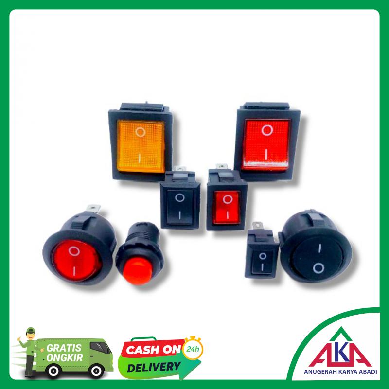 Saklar Switch Push On / Off Button Lampu Merah Kuning Bulat Kotak Besar ...