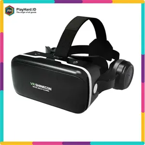 Shinecon VR Box Virtual Reality Glasses dengan Headphone Hitam Plastik untuk Smartphone 4.7-6.53 Inch Desain Ergonomis dan Nyaman