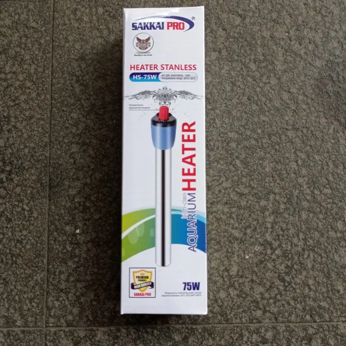 Pemanas Air Aquarium 75W Heater Stainless SAKKAI PRO HS 75 Watt