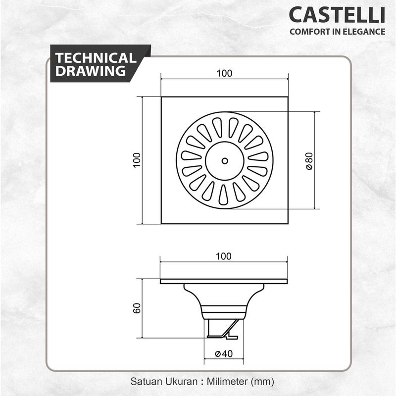 CASTELLI 1175106 Saringan Pembuangan Floor Drain Washing Machine 3