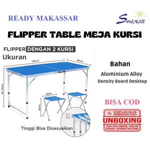 FLIPPER FOLDABLE TABLE MEJA LIPAT MULTIFUNGSI MEJA OUTDOOR1 2 KURSI