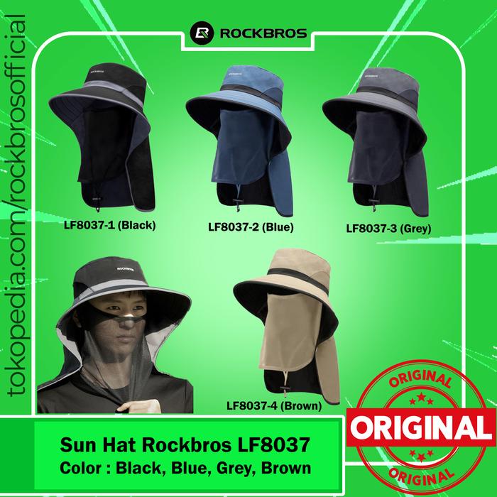 Gambar ROCKBROS Topi Masker Rockbros LF8037 Sun Hat Ful Face Mask Golf Pancing Outdoor Hitam Biru Abu Coklat Adjustable Brim & Wind Rope dari Rockbrosindo Kota Surabaya Tokopedia