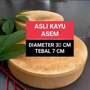 0TALENAN BULAT TEBAL ASLI KAYU ASEM DIAMETER 30 CM / talenan daging /