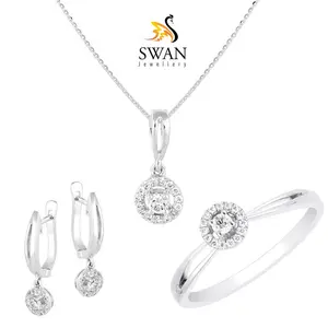 Perhiasan Berlian Set Design Bulat Simple Swan Jewellery
