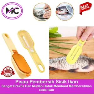 Pisau Pembersih Sisik Ikan Stainless Steel Alat Kerokan Sisik Ikan Fish Cutter Praktis Mudah Digunakan untuk Dapur Seafood