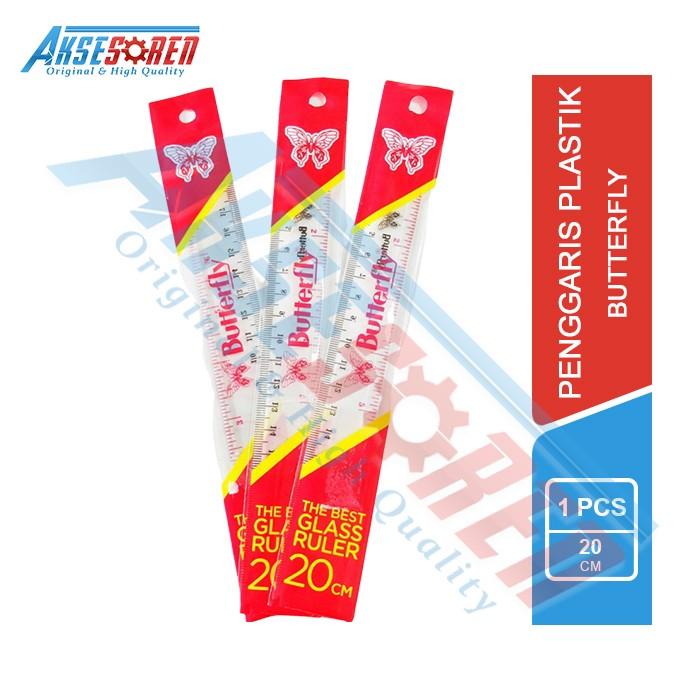 Gambar Penggaris Plastik Panjang Butterfly [20 cm] / Mistar Alat Ukur Garisan dari Aksesoren Kab. Indramayu Tokopedia