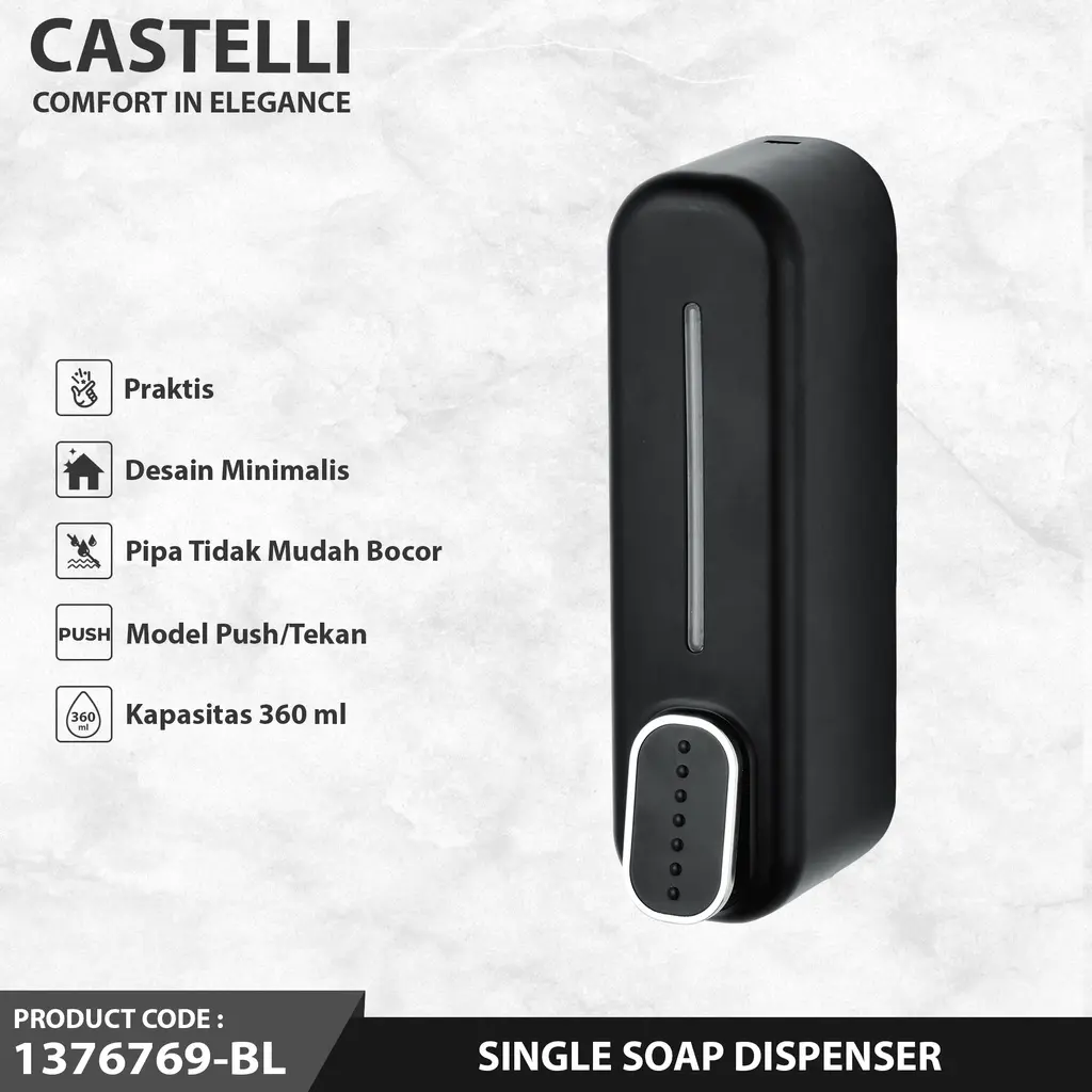 CASTELLI 1376769-BL Tempat Sabun Cair Single Soap Dispenser