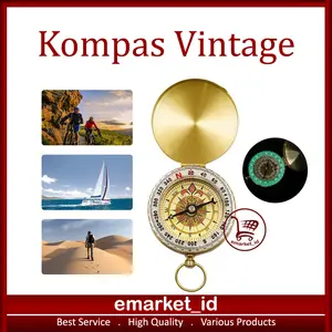 Kompas Vintage / Compas Warna Emas Kiblat / Compass Lensatic Kecil