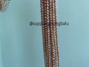 Mutiara Air Tawar asli mix warna 6 x 8mm oval lavender white peach