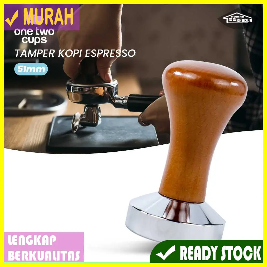 Tamper Kopi Espresso Press Filler Powder Hammer 51mm T15 Dark Brown