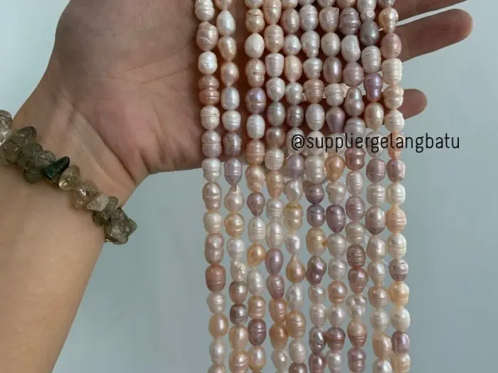 Mutiara Air Tawar asli mix warna 8 x 14mm oval lavender white peach