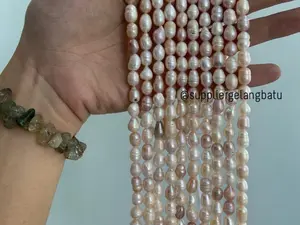 Mutiara Air Tawar asli mix warna 8 x 12mm oval lavender white peach