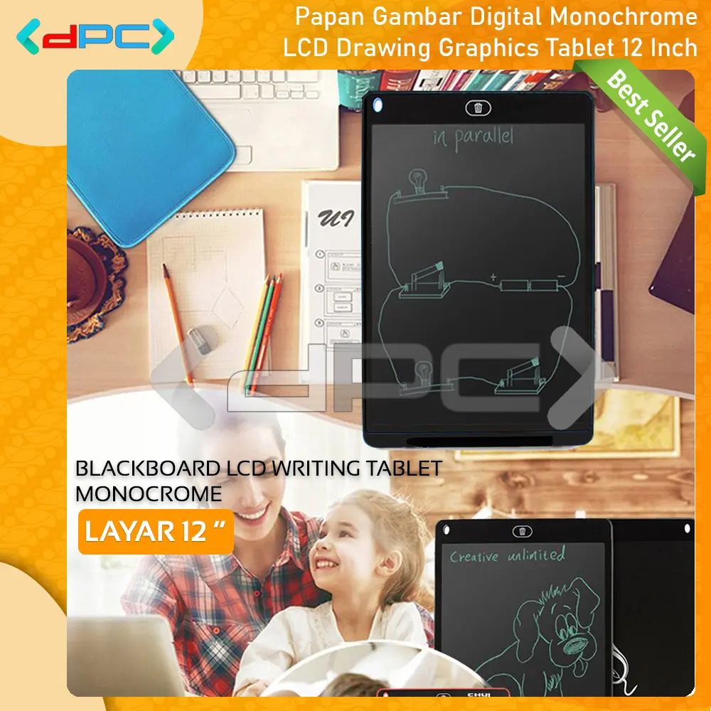 Digital LCD 12 Inch Blackboard Monochrome Drawing Graphics Tablet