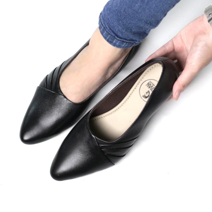 Geovani Sepatu Flat Shoes Wanita Kulit Hitam Chiara Shop Tokopedia