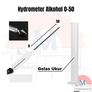 Hydrometer Alkohol set tabung ukur alcohol meter 0-50