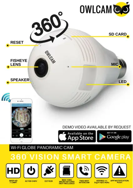 IP Camera Bola Lampu Full HD 1080 CCTV Online 360 Wide VR Cam WiFi LED
