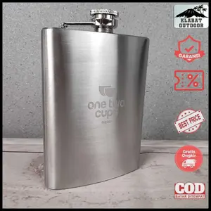 One Two Cups Botol Minum Wine Flask Bentuk Kotak 8oz Stainless Steel