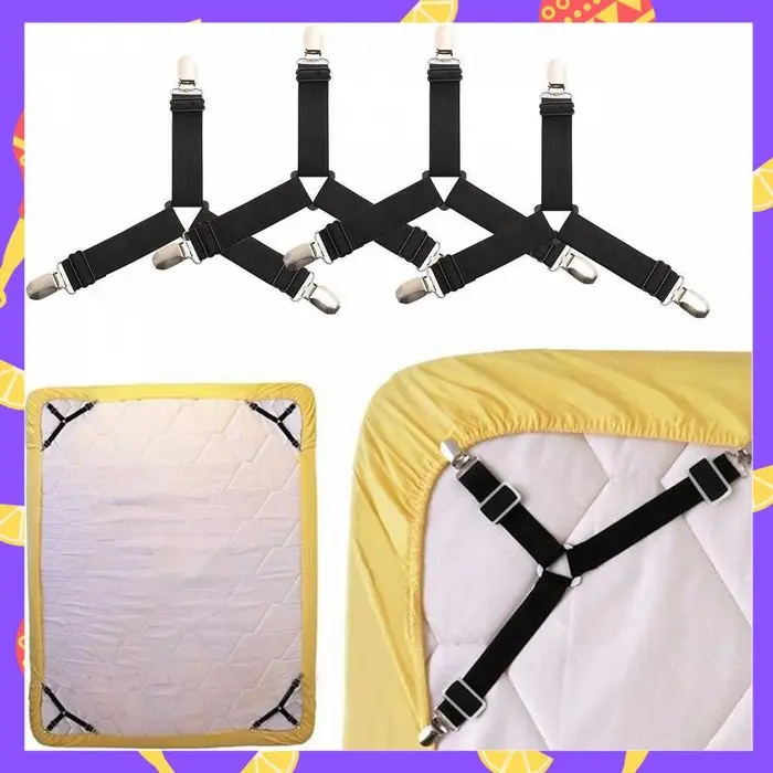 Karet Penjepit Ujung Sprei Kasur Bed Clip Holder 1 Set 4PCS [Hitam]