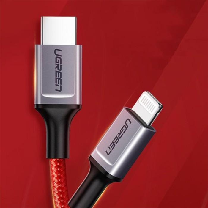 UGREEN Kabel Charger Lightning - USB C 3A Braided 1m - Red US298 20309