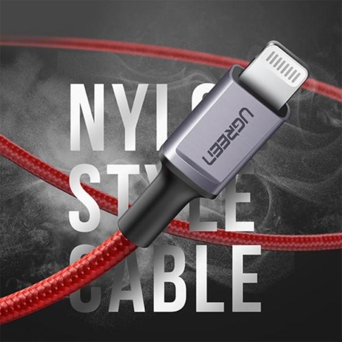 UGREEN Kabel Charger Lightning - USB C 3A Braided 1m - Red US298 20309