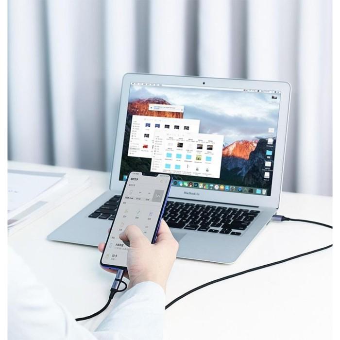 UGREEN Kabel Charger Micro USB + USB C - USB A 3A Braided 1m - Black US177 30875