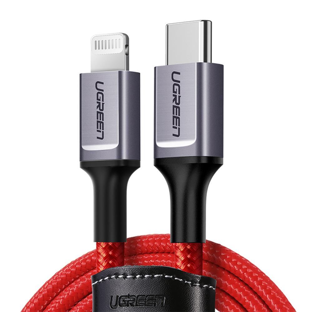 UGREEN Kabel Charger Lightning - USB C 3A Braided 1m - Red US298 20309