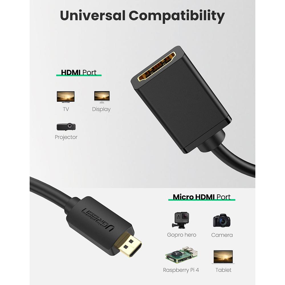 Cable Adapter Micro HDMI to HDMI UGREEN 20134 4K / HDTV Converter HDMI