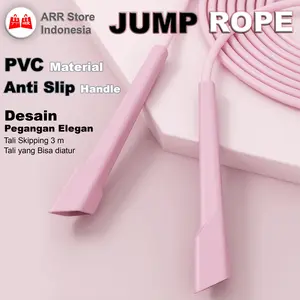 Lompat Tali Skipping Impor Bahan PVC PP panjang tali 3m Warna Pink