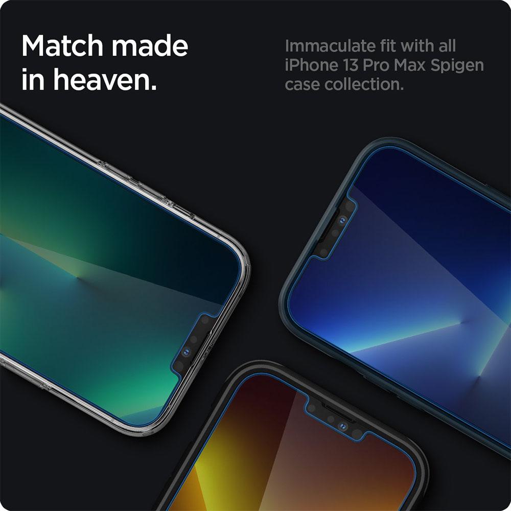 Spigen iPhone 14 Plus / 13 Pro Max Tempered Glass Privacy with Tray 2 Pack GlastR EZ Fit - Privacy AGL03378