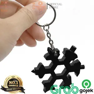 18 in 1 Snowflakel gantungan kunci salju stainless multifungsi DP
