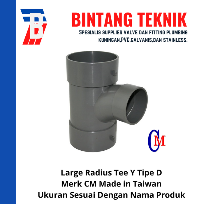 Gambar Large Radius Tee Y 6" x 3" PVC D Merk CM Taiwan dari Bintang Teknik Toko Kota Administrasi Jakarta Barat Tokopedia