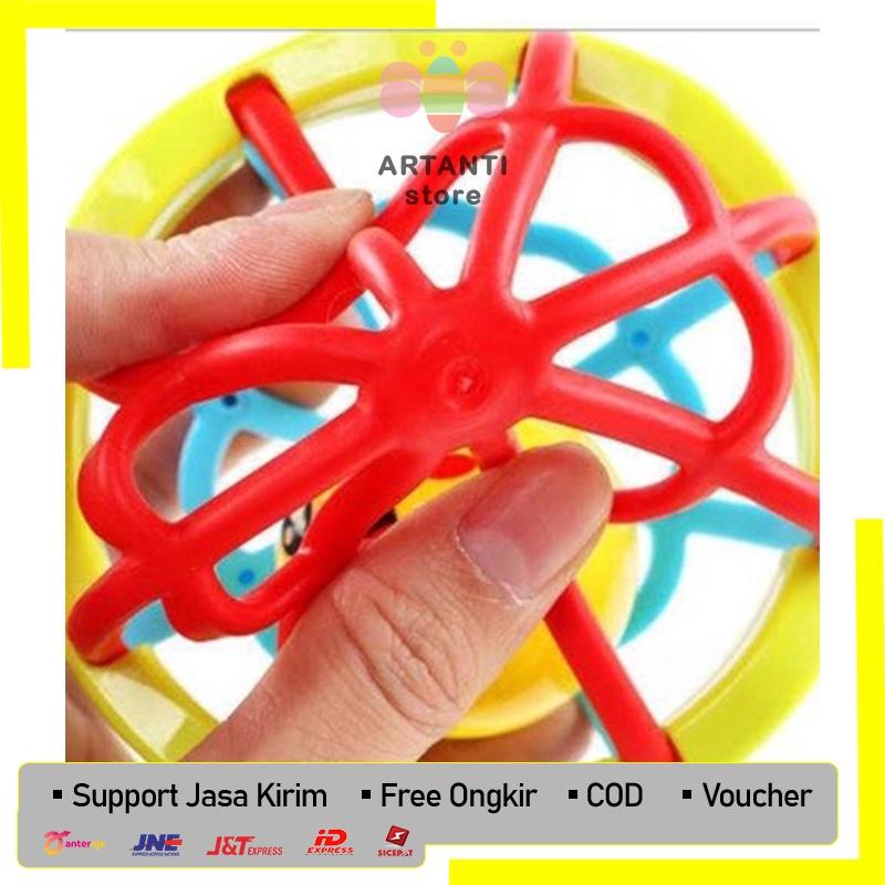 Mainan Teether Rattle Bayi Kerincing Bola Bahan Karet Lembut 4