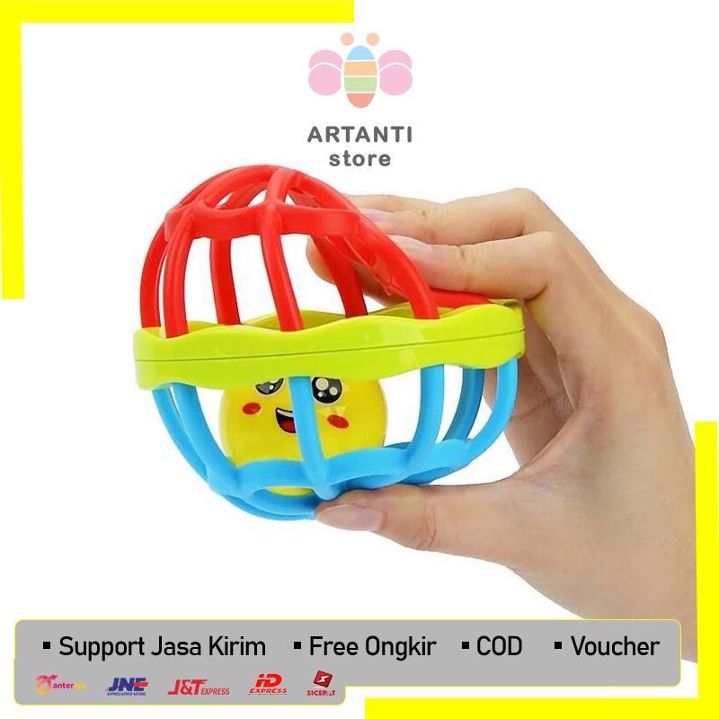 Mainan Teether Rattle Bayi Kerincing Bola Bahan Karet Lembut 5