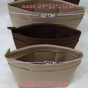 Bag Organizer with top zipper for tote bag - cream, small