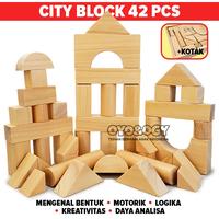 Gambar Mainan Anak Edukasi Kayu Balok Bangun City Block Blocks 42 Pcs Natural dari OyoOgy Kota Administrasi Jakarta Barat 1 Tokopedia