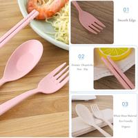 Gambar Sendok Garpu Sumpit Set / Alat Makan 3in1 Bahan Jerami Gandum dari AchillesCollection Kota Administrasi Jakarta Barat 2 Tokopedia