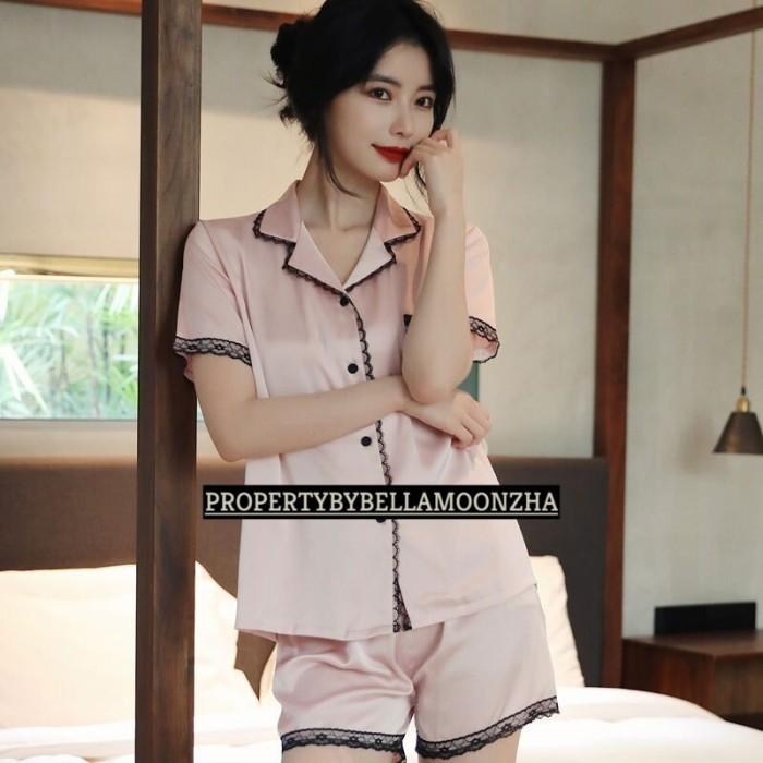 Gambar PREMIUM QUALITY baju tidur wanita, piyama set celana pendek silk lace dari Axe Redmist Kota Bekasi 4 Tokopedia