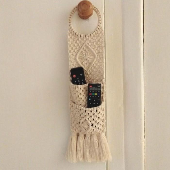Gambar Kantong Remote Macrame Macrame Remote Holder/hiasan dinding minimalis dari ocean blue home Kota Administrasi Jakarta Barat Tokopedia