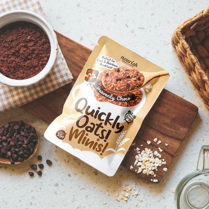 Gambar Quickly Oats! Minis! Instant Oatmeal Heavenly Choco Sachet 55gr dari Nourish Indonesia Jakarta Utara Kota Administrasi Jakarta Utara Tokopedia
