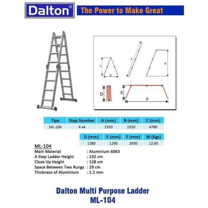 Ladder Model R 104 Jual Tangga Lipat Aluminium DALTON ML-104 Multipurpose Ladder 4.8M ...