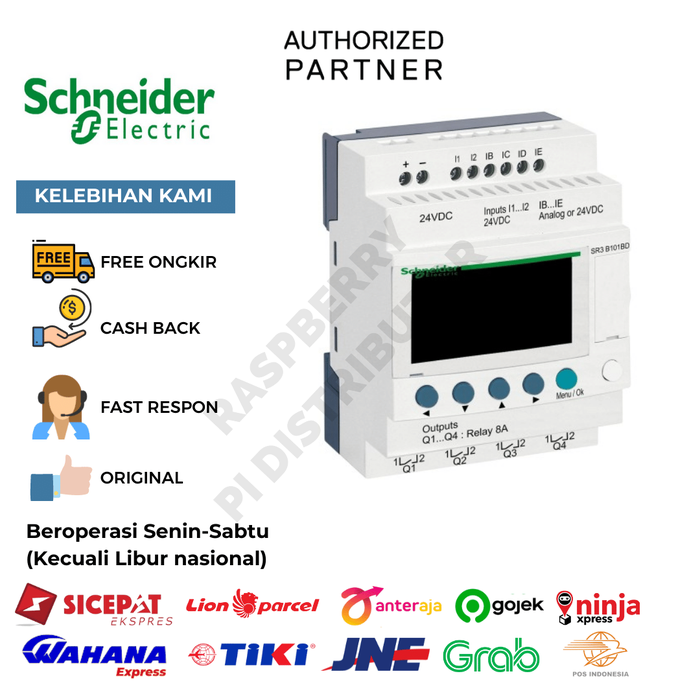 Jual SCHNEIDER SR3B101FU PLC ZELIO Modular smart relay 10 I O 100-240 V ...
